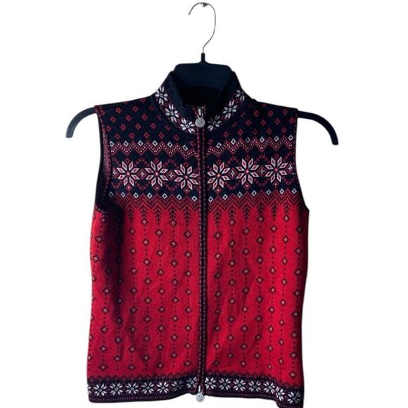 Neve Designs Sleeveless Sweater Womens S Nordic Fair Isle Full Zip Artsy Femine - Picture 1 of 6
